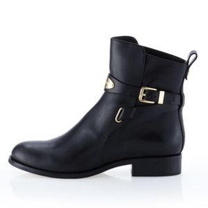 Michael Kors Arley Leather Ankle Boot black genuine leather golden logo size 9